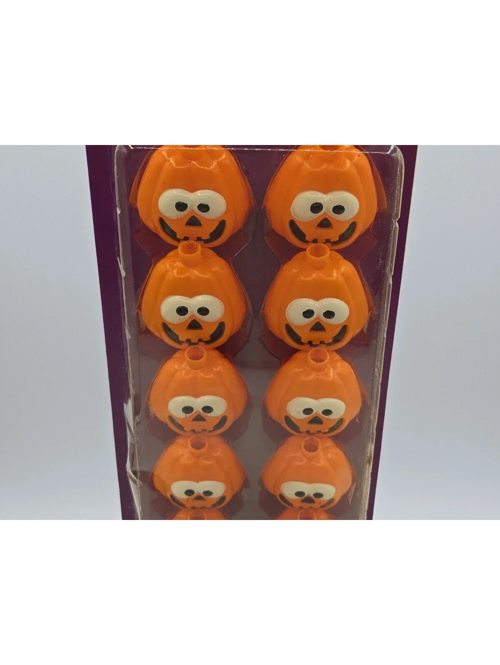 VINTAGE FUN WORLD HALLOWEEN SET OF 10 WHITE-EYED JACK-O'-LANTERN STRING LIGHTS